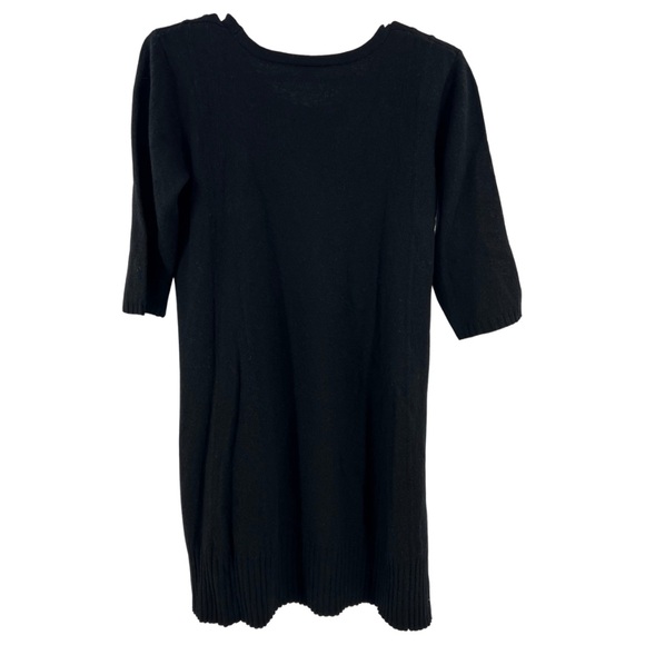 J Jill wool blend black sweater dress L viscose tunic 3/4 sleeve office fall - Picture 2 of 10